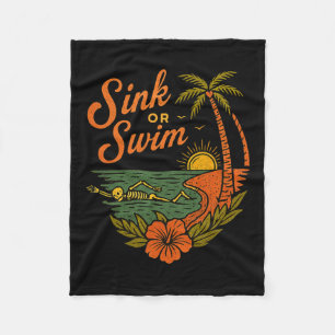 Tropical Sink Or Swim Skeleton Funny Beach Summer Fleece Blanket