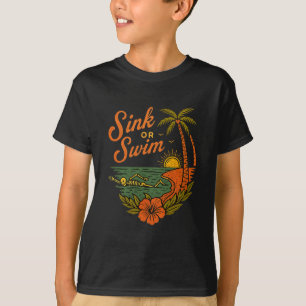 Tropical Sink Or Swim Skeleton Funny Beach Summer  T-Shirt