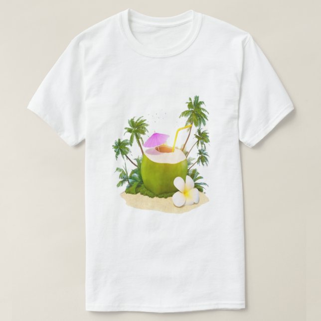 Tropical Sip, Instant Vacation T-Shirt (Design Front)