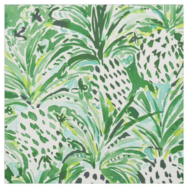 TROPICAL SITCH Green Pineapple Watercolor Fabric (Swatch)