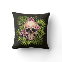 Tropical Skeleton Throw Pillow
