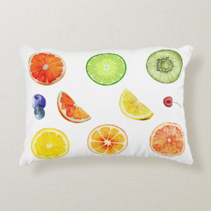 “Tropical Slice Symphony – Watercolor Fruit Art” Decorative Cushion
