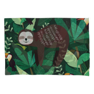 Tropical Sloth: Cartoon Seamless Pattern Pillowcase