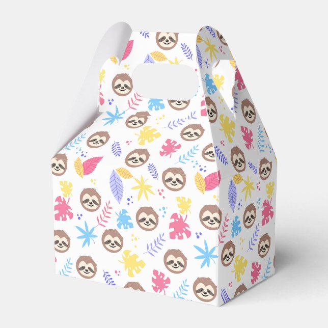 Tropical Sloth & Leaves Pattern Favour Box (Front Side)