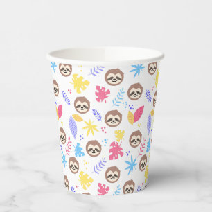 Tropical Sloth & Leaves Pattern Paper Cups