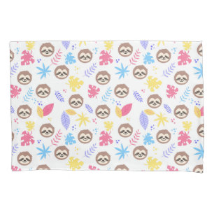 Tropical Sloth & Leaves Pattern Pillowcase