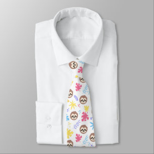 Tropical Sloth & Leaves Pattern Tie