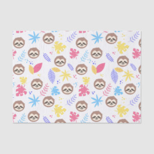 Tropical Sloth & Leaves Pattern Tissue Paper