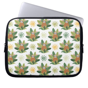 Tropical Sloth Pattern Laptop Sleeve