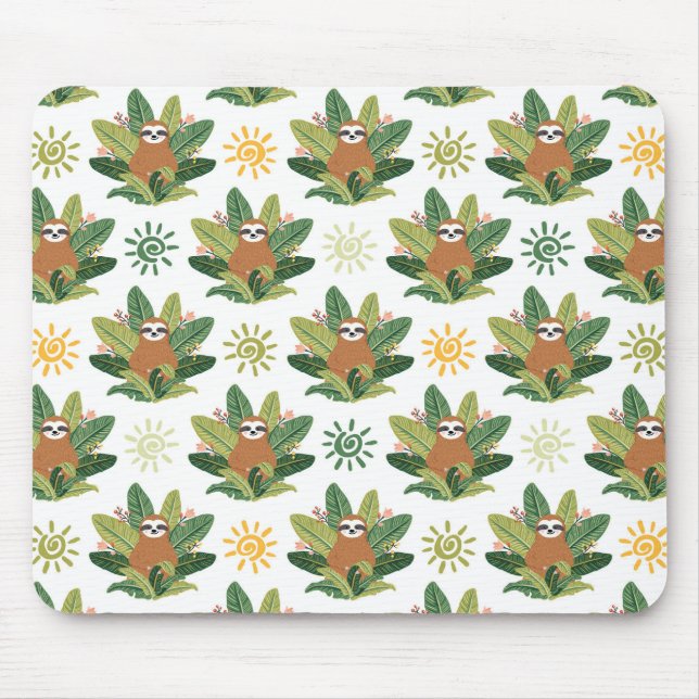 Tropical Sloth Pattern Mouse Pad (Front)
