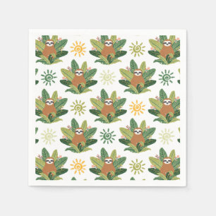 Tropical Sloth Pattern Napkin