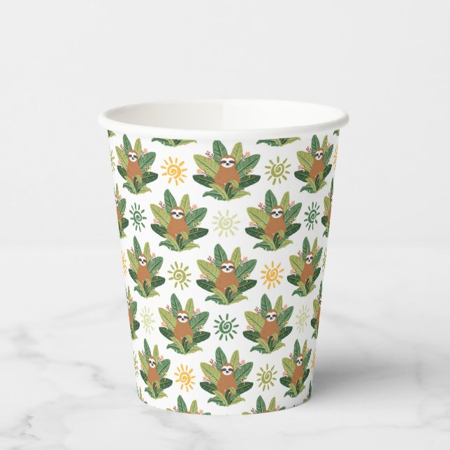 Tropical Sloth Pattern Paper Cups (Left)