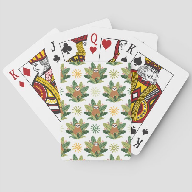 Tropical Sloth Pattern Playing Cards (Back)