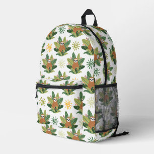 Tropical Sloth Pattern Printed Backpack