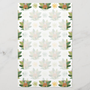 Tropical Sloth Pattern Stationery