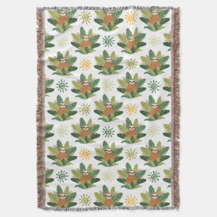 Tropical Sloth Pattern Throw Blanket