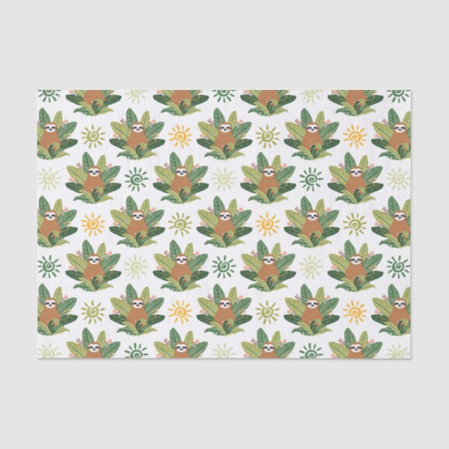 Tropical Sloth Pattern Tissue Paper (Front)