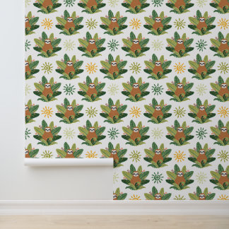 Tropical Sloth Pattern Wallpaper