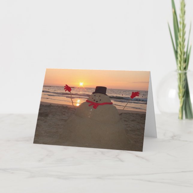 Tropical Snowman Holiday Card (Front)