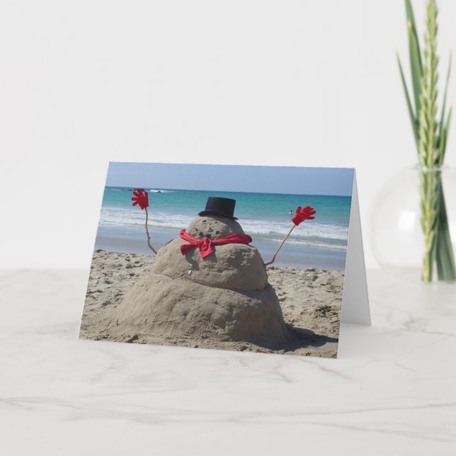 Tropical Snowman Holiday Card (Front)