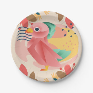 Tropical Songbird In Paradise Paper Plate