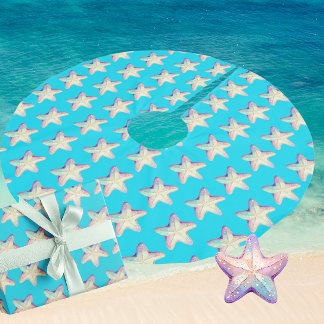 Tropical Sparkling Starfish Christmas Holiday  Brushed Polyester Tree Skirt