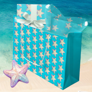 Tropical Sparkling Starfish Christmas Holiday  Large Gift Bag