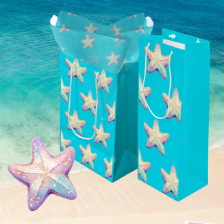 Tropical Sparkling Starfish Christmas Holiday  Wine Gift Bag