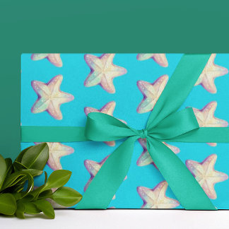 Tropical Sparkling Starfish Christmas Holiday  Wrapping Paper