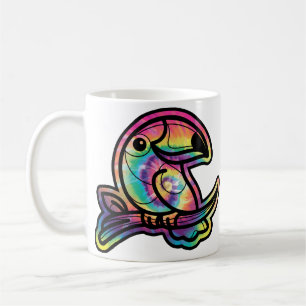 Tropical Splendour: Toucan Bird in Tie Dye Colours Coffee Mug