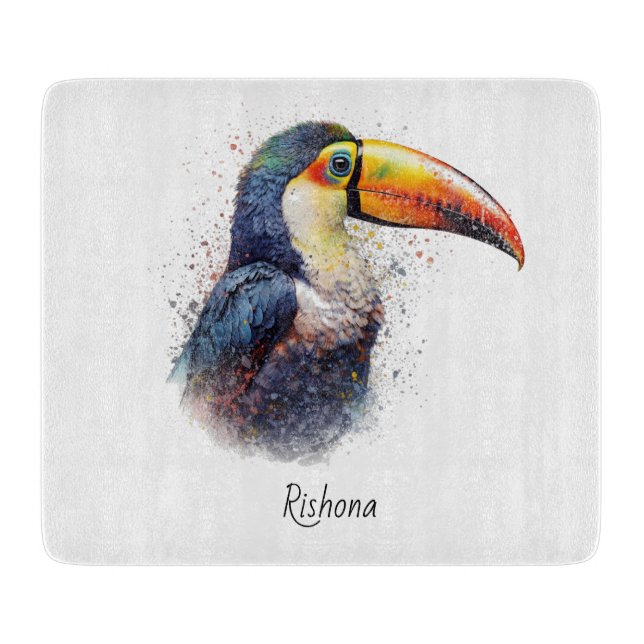 Tropical Splendour Toucan, custom Cutting Board (Front)