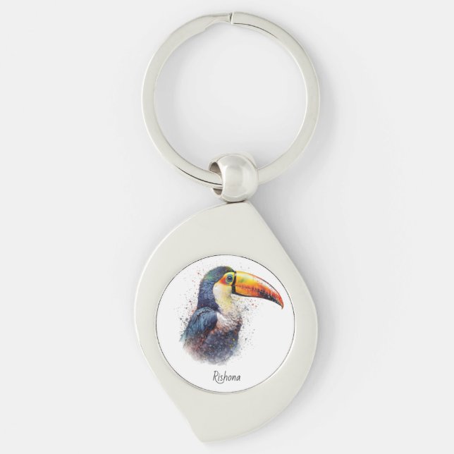 Tropical Splendour Toucan, custom Key Ring (Front)