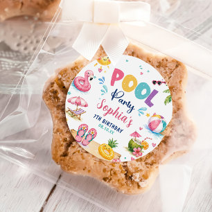 Tropical Splish Splash Pool Party Birthday Classic Round Sticker