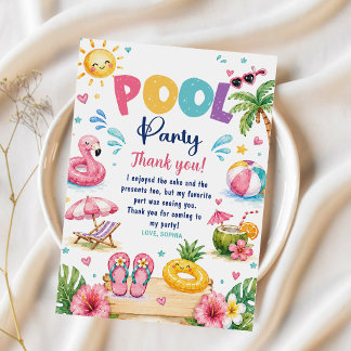 Tropical Splish Splash Pool Party Birthday Invitation