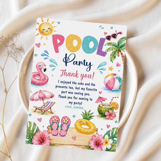 Tropical Splish Splash Pool Party Birthday Invitation (Creator Uploaded)