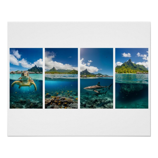 Tropical Split‑View Poster – Underwater & Island L (Front)
