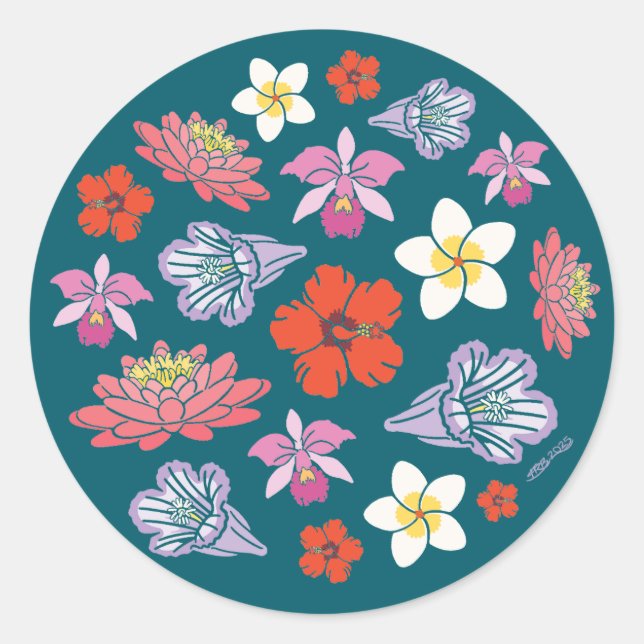 Tropical Spring Classic Round Sticker (Front)