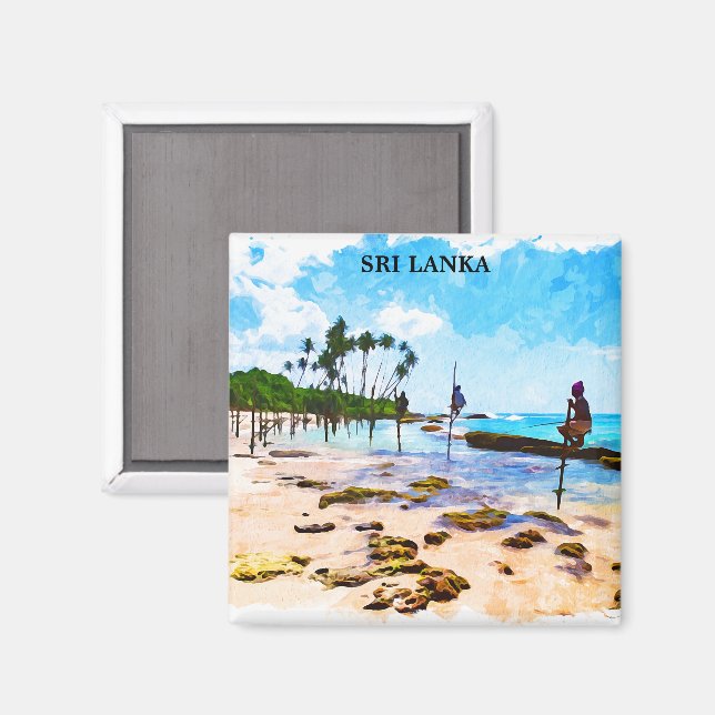 Tropical Sri Lanka Coastline Beach Magnet (Front/Back)