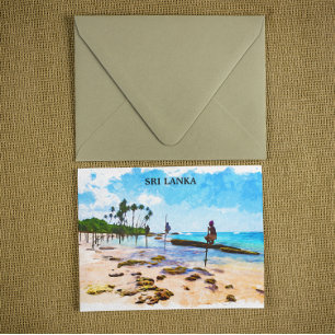 Tropical Sri Lanka Coastline View Postcard