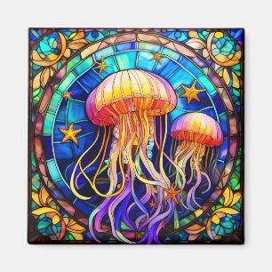 Tropical stained glass art magnet