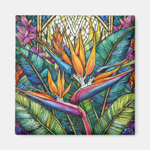 Tropical stained glass art magnet