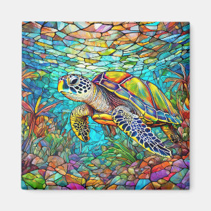 Tropical stained glass art magnet
