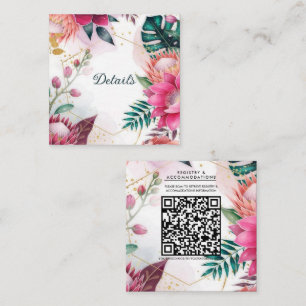 Tropical Stardust Garden Floral Paradise Wedding  Square Business Card