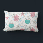 Tropical Starfish and Coconut Cocktails Pattern Lumbar Cushion<br><div class="desc">Tropical holiday inspired pattern in teal and pink.</div>