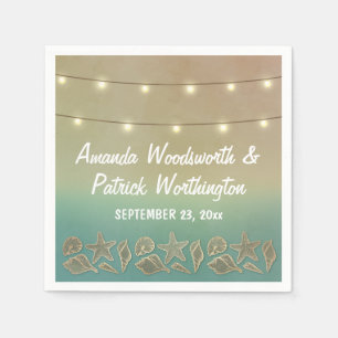 Tropical Starfish and Seashell Wedding Napkins