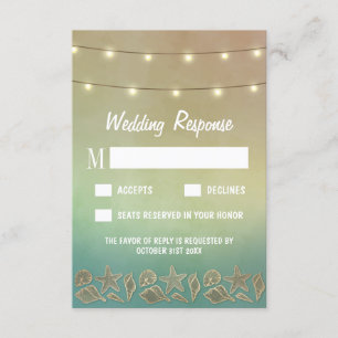 Tropical Starfish and Seashell Wedding RSVP Cards