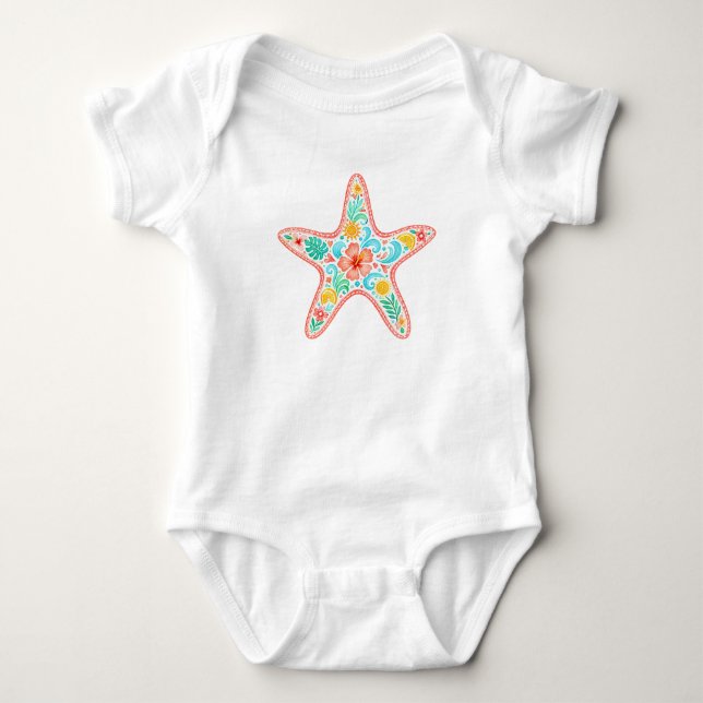 Tropical Starfish Baby Bodysuit (Front)