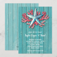 Tropical Starfish Birthday Invitations