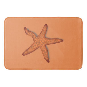 Tropical Starfish Orange Bath Mat