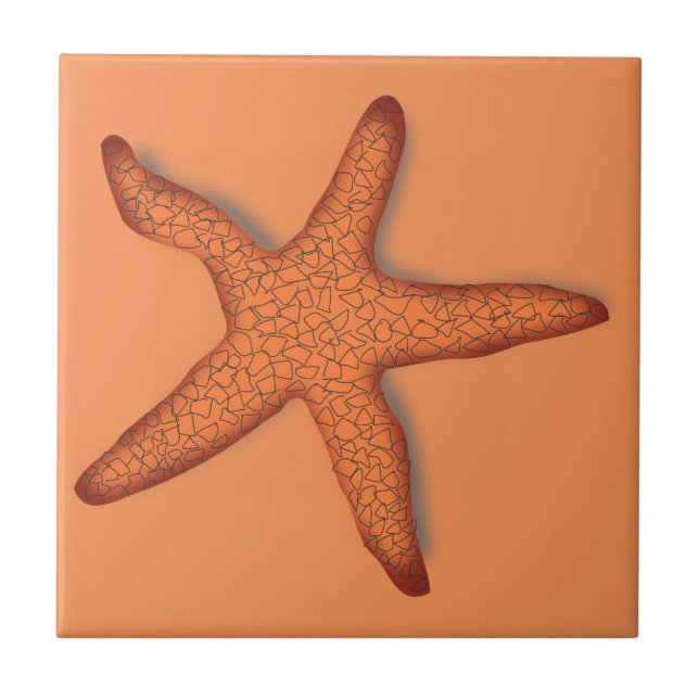 Tropical Starfish Orange Tile (Front)